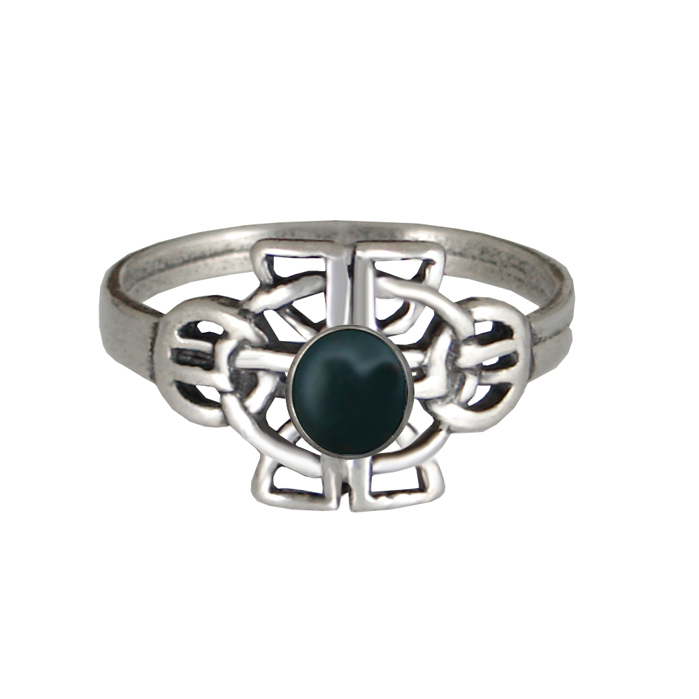 Sterling Silver Celtic Knotwork Ring With Bloodstone Size 11 Sterling Silver Celtic Knotwork Ring With Bloodstone Size 11